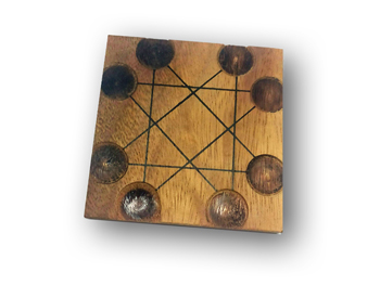 Wooden seven coin puzzle